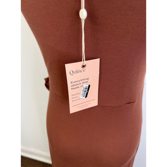 QUINCE Brown Tencel Jersey Side Tie Dress NWT Size XS - Picture 9 of 11